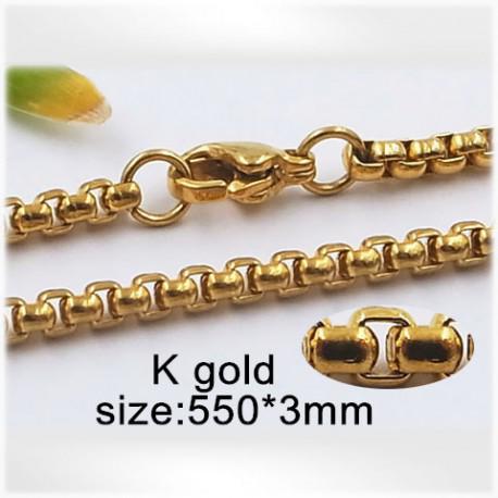 Ocelový náhrdelník - Hmotnost: 17 g, 550*3mm, Zlatá PVD vrstva